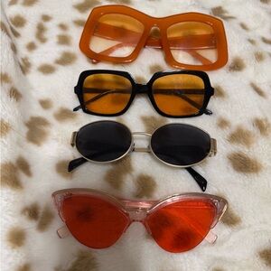 Trendy Women's Sunglasses Set - Orange, Black, Gold, Pink bundle